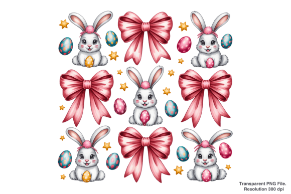 Easter Bunny Coquette Bow PNG: A Cute Design