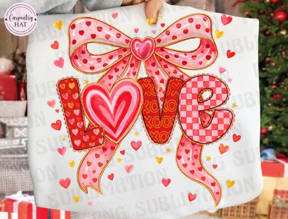 Elevate Your Valentine's Day Designs with Pink Bow Heart Letter Sublimation