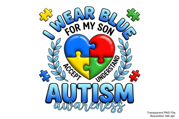 I Wear Blue for My Son: High-Res Autism PNG Guide