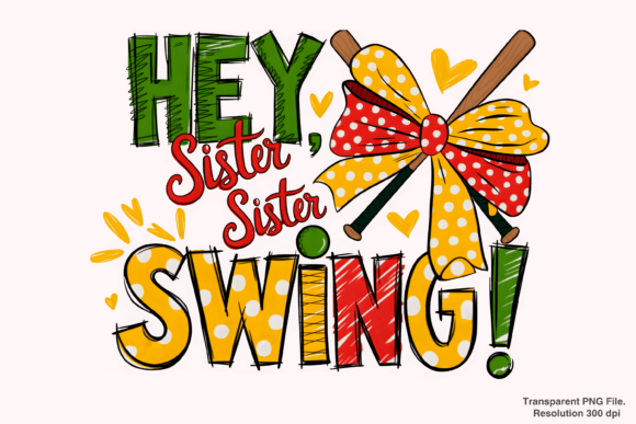 Softball Sister Swing PNG for Custom Gear