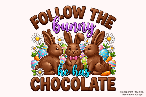 Why Follow the Bunny He Has Chocolate PNG Stands Out for Spring Design Projects